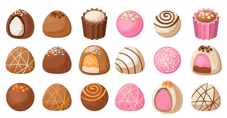 Vector image of sweets. Delicious chocolate sweets. The concept of the holiday, Valentine's day, March 8, birthday. Delicious and cute balloons