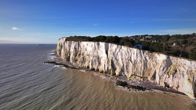 White cliffs of Dover. Cinematic drone flight