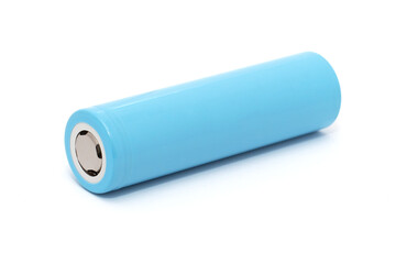 Blue rechargeable battery for appliances isolated on a white background