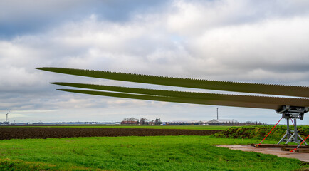 Wings for a large wind turbine under construction
