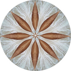wood inlay art, white wood background with brown flowers pattern