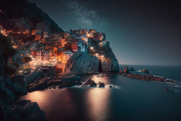 cinque terra night cityscape