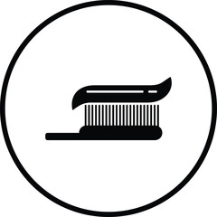 Vector icon of toothbrush with applied toothpaste portion