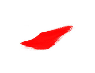 Red watercolor stroke brush isolated on white backdrop. Brushes for art draw
