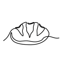 Single continuous line drawing of stylized sweet fresh bake bakery pastry in minimal continuous one line