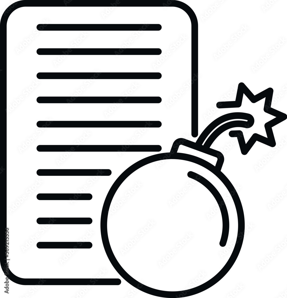 Poster file data bomb icon outline vector. hacker error. online email