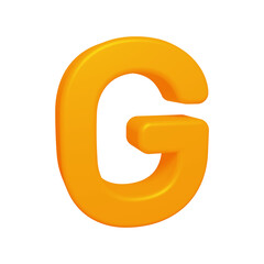 Orange alphabet letter g in 3d render
