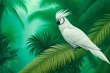 Modern digital painting of parrots. cockatoo, animal painting canvas art, Generative AI