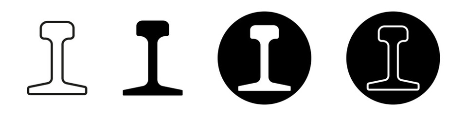 Railway profile simple vector icon. Set of steel rail for train industry.