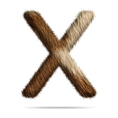 Alphabet letter x design with fur texture