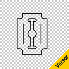 Black line Blade razor icon isolated on transparent background. Vector