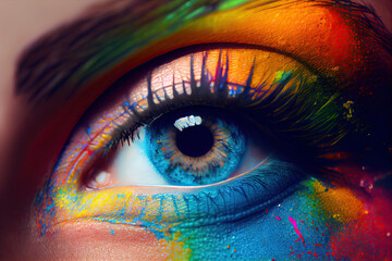 Closeup of woman's colorful eye