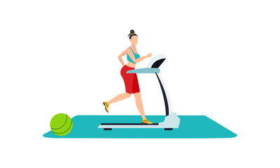People do sports. People do sport exercises at home. Vector illustration