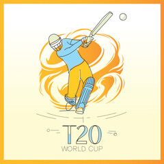 illustration of batsman player playing cricket championship sports.