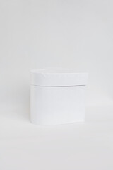 white box in the shape of a heart on a white background