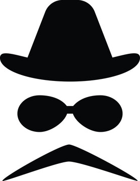 Vintage hat, glasses, sunglasses, mustache. Retro man attributes. Flat vector illustration