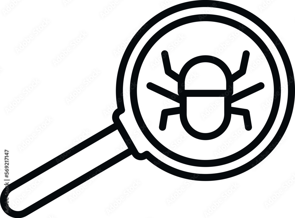 Poster bug magnifier icon outline vector. hacker error. computer threat