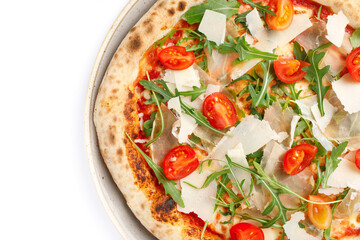 Monte Cristo Pizza Italiana with argula cherry tomato parmesan 