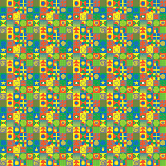 Colorful neo geometric pattern. Grid with color geometrical shapes. Modern abstract background vector