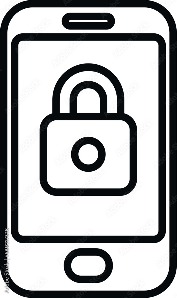 Poster phone lock icon outline vector. hacker error. security bug