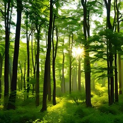 Obraz premium morning in the woods | Generate IA