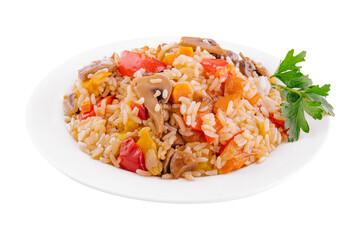 rice with mixed vegetables and mushrooms