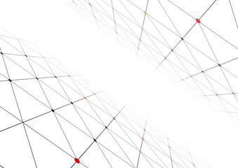 ホワイトバックにネットワークイメージ　三角形にカラフルドット