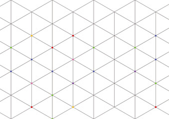 ホワイトバックにネットワークイメージ　三角形にカラフルドット