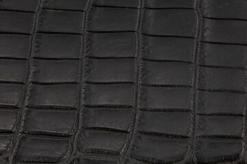 Black background of genuine leather with stitched squares.