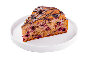 slice of cherry pie on white plate