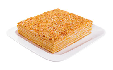 Napoleon Cake on a white plate front view