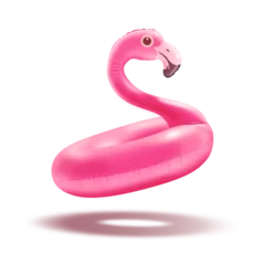 Muurstickers Cute inflatable pink flamingo toy © stokkete