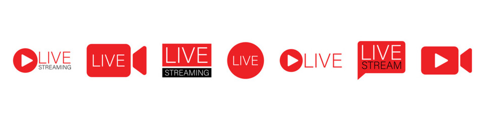Live streaming icon set simple design