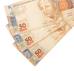 Fifty reais notes. brazilian money