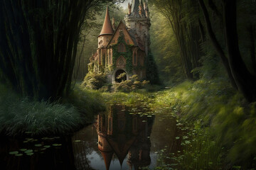 Obraz premium fairy tale castle.Generative Ai