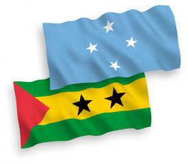 Flags of Saint Thomas and Prince and Federated States of Micronesia on a white background