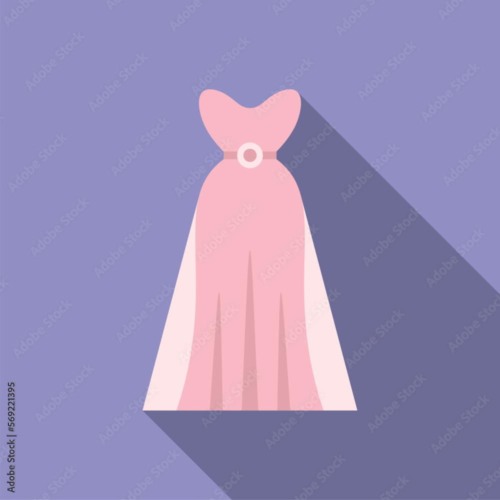 Poster Wedding dress type icon flat vector. Bridal accessories. Woman shower