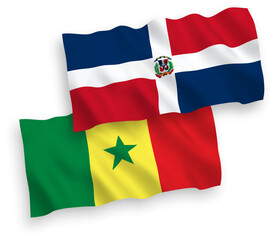Flags of Republic of Senegal and Dominican Republic on a white background