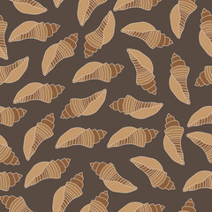 Vector curvy conches shaded brown seamless pattern background. Suitable for fabrics/ home-decor, wallpaper, giftwrapping and scrapbooking projects.