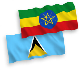 Flags of Saint Lucia and Ethiopia on a white background