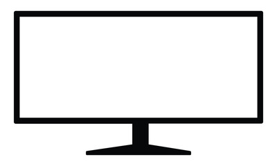 Ultra widescreen computer monitor display flat vector icon for apps and websites
