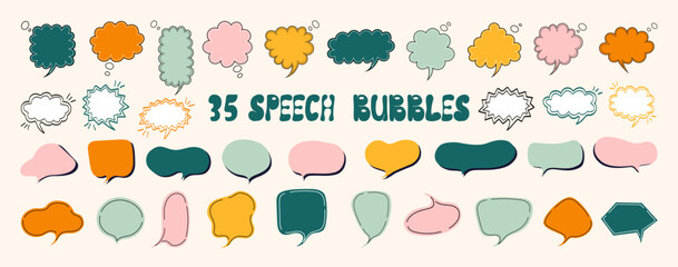 Set of speech bubbles. Hand-drawn chatting clouds. Chatting. Vector illustration..