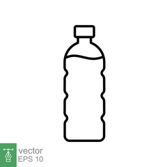 Water bottle line icon. Simple outline style. Plastic bottle, drink, mineral, soda, juice, food and beverage package concept. Vector illustration isolated on white background. EPS 10.