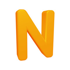 Orange alphabet letter n in 3d render