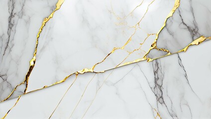 Abstract white marble background with shiny gold and gray color. Stone wall texture panoramic background high resolution. Generative AI