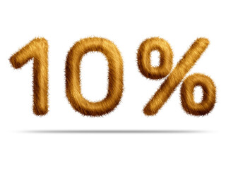 10 percent with golden fur texture for special offer discount sale concept