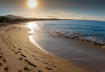 The Sand Covered Shore of Big Beach, Makena Beach State Park, Maui, Hawaii, USA