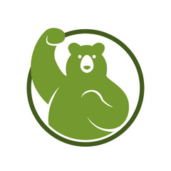 bear raising hands symbol of freedom logo vector illustration