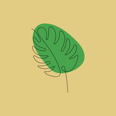 Tropical leaf. Vector illustration. Flat style. EPS 10