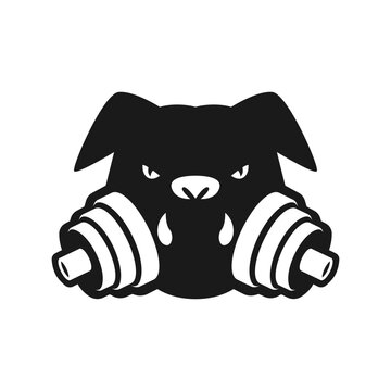 Dogs and Dumbbells logo vector illustration